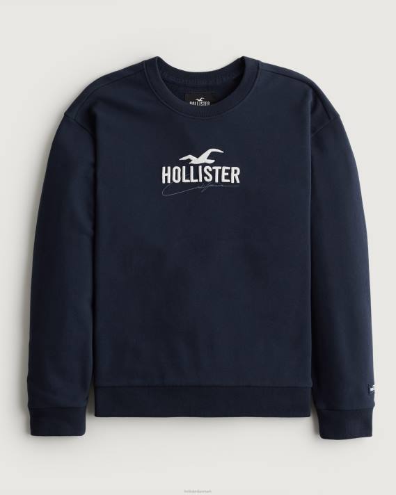 Hollister Mænd afslappet logo crew sweatshirt 2H8Z865 toppe flåde