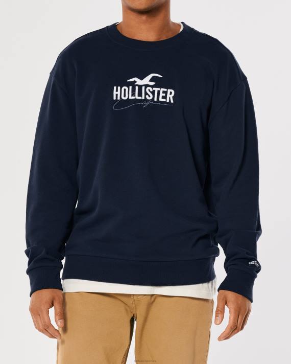 Hollister Mænd afslappet logo crew sweatshirt 2H8Z865 toppe flåde