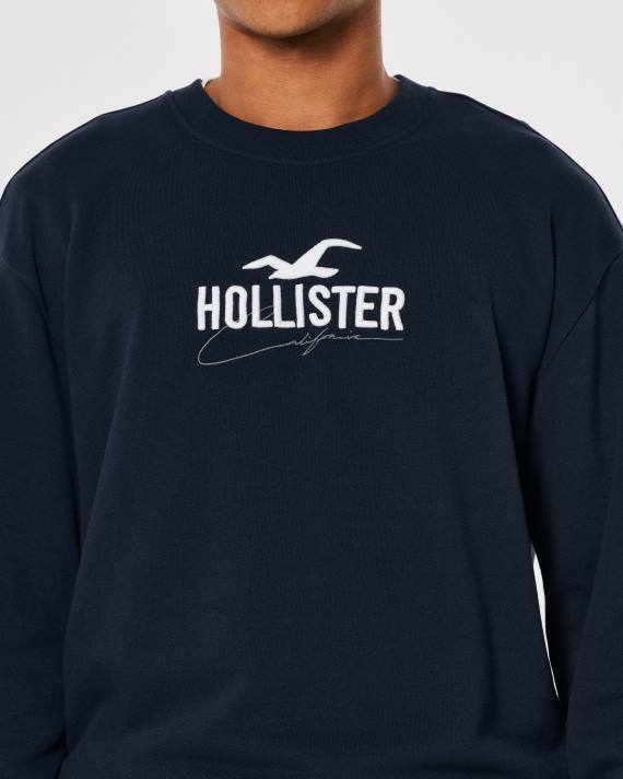 Hollister Mænd afslappet logo crew sweatshirt 2H8Z865 toppe flåde
