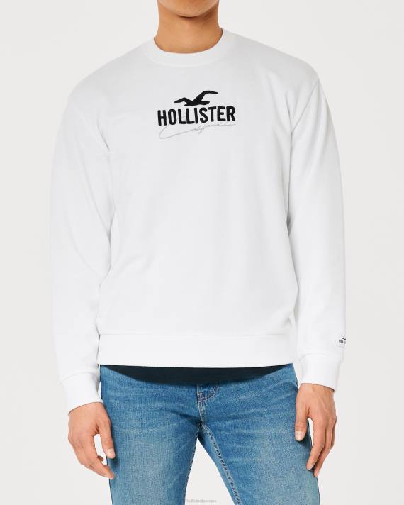 Hollister Mænd afslappet logo crew sweatshirt 2H8Z956 toppe hvid