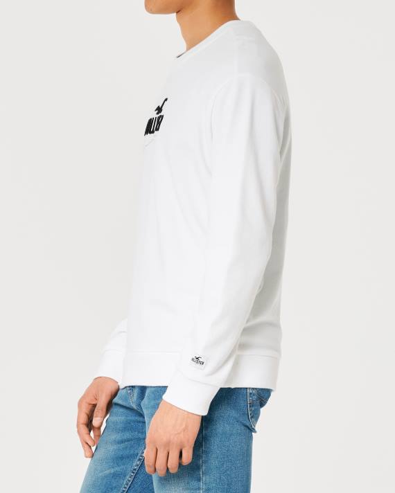 Hollister Mænd afslappet logo crew sweatshirt 2H8Z956 toppe hvid