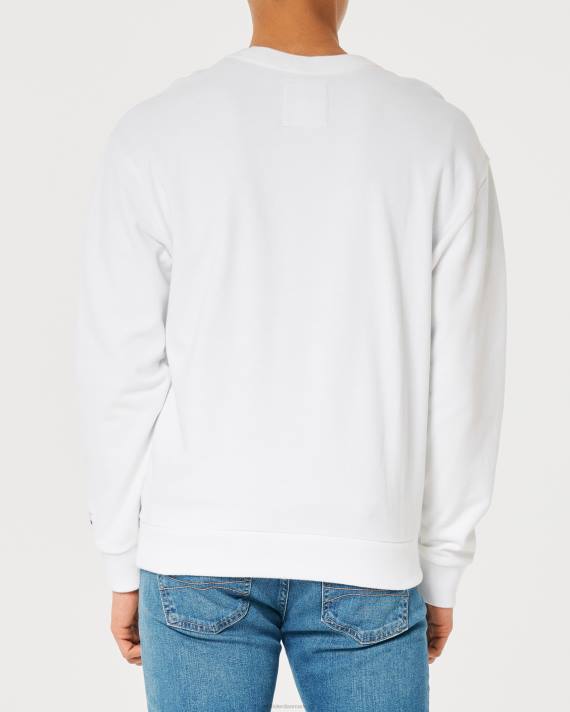 Hollister Mænd afslappet logo crew sweatshirt 2H8Z956 toppe hvid