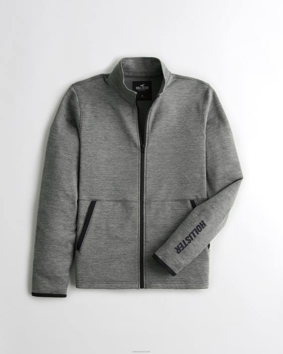 Hollister Mænd aktiv fleece sweatshirt med fuld lynlås 2H8Z858 toppe gråmeleret