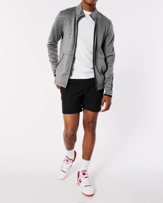 Hollister Mænd aktiv fleece sweatshirt med fuld lynlås 2H8Z858 toppe gråmeleret