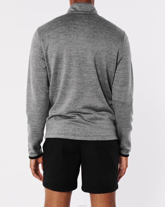 Hollister Mænd aktiv fleece sweatshirt med fuld lynlås 2H8Z858 toppe gråmeleret