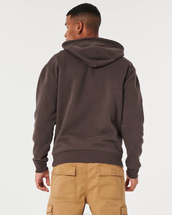 Hollister Mænd feel good afslappet logo hættetrøje 2H8Z973 toppe mørkebrun