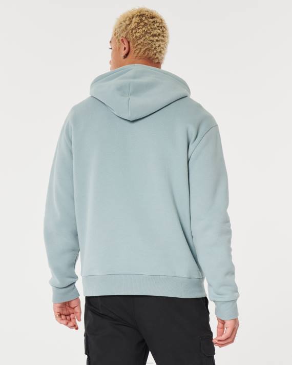 Hollister Mænd feel good afslappet logo hættetrøje 2H8Z989 toppe skifer