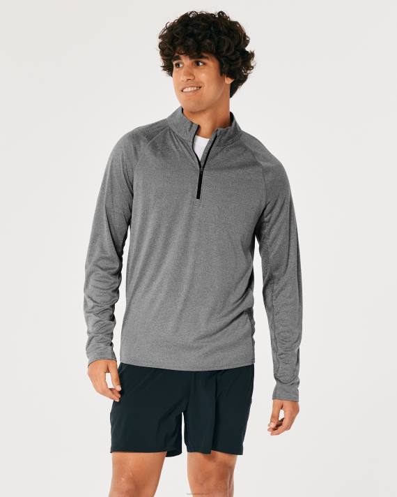 Hollister Mænd gilly hicks aktiv letvægtsstrikket kvart lynlås 2H8Z1045 toppe gråmeleret