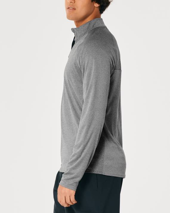 Hollister Mænd gilly hicks aktiv letvægtsstrikket kvart lynlås 2H8Z1045 toppe gråmeleret