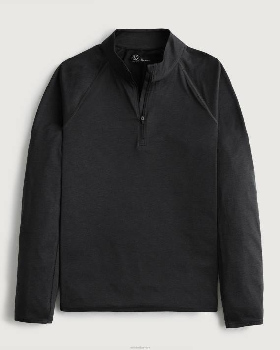 Hollister Mænd gilly hicks aktiv letvægtsstrikket kvart lynlås 2H8Z1046 toppe sort