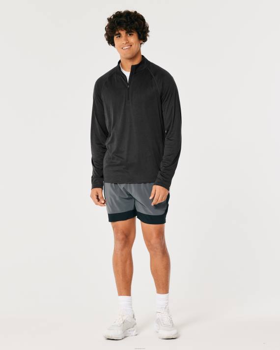Hollister Mænd gilly hicks aktiv letvægtsstrikket kvart lynlås 2H8Z1046 toppe sort