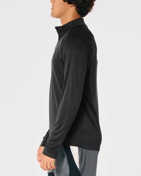 Hollister Mænd gilly hicks aktiv letvægtsstrikket kvart lynlås 2H8Z1046 toppe sort