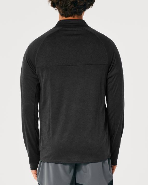 Hollister Mænd gilly hicks aktiv letvægtsstrikket kvart lynlås 2H8Z1046 toppe sort