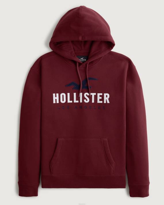 Hollister Mænd logo grafisk hættetrøje 2H8Z988 toppe bordeaux