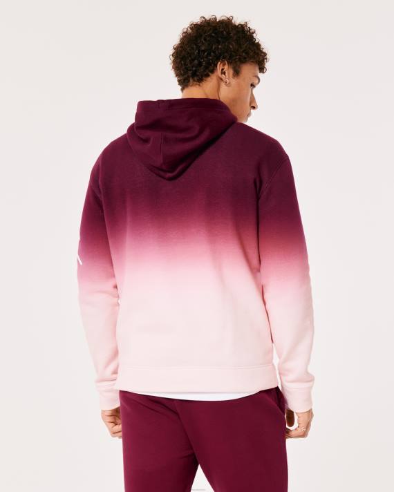 Hollister Mænd ombre logo grafisk hættetrøje 2H8Z1043 toppe bordeaux til pink ombre