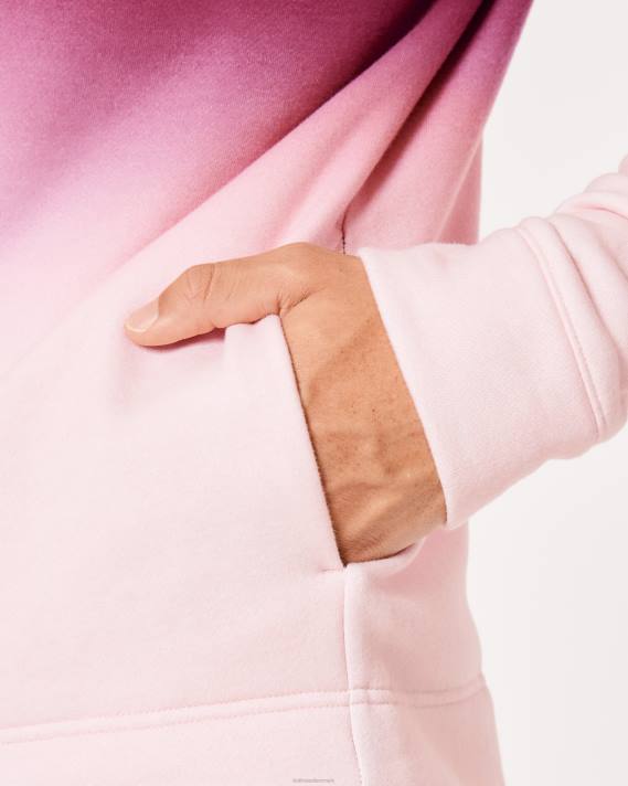 Hollister Mænd ombre logo grafisk hættetrøje 2H8Z1043 toppe bordeaux til pink ombre
