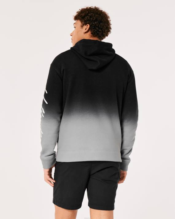 Hollister Mænd ombre logo grafisk hættetrøje 2H8Z864 toppe sort til grå ombre