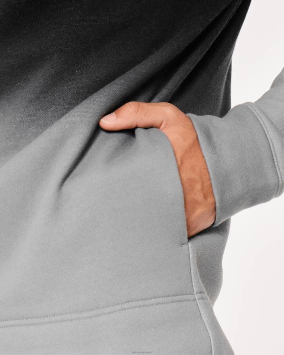 Hollister Mænd ombre logo grafisk hættetrøje 2H8Z864 toppe sort til grå ombre