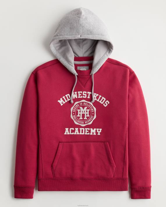 Hollister x Midwest Mænd afslappet logografisk hættetrøje til børn 2H8Z978 toppe rød