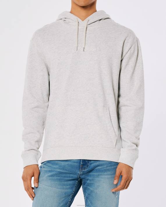 Hollister Mænd hættetrøje med signaturlogo 2H8Z839 toppe lys gråmeleret