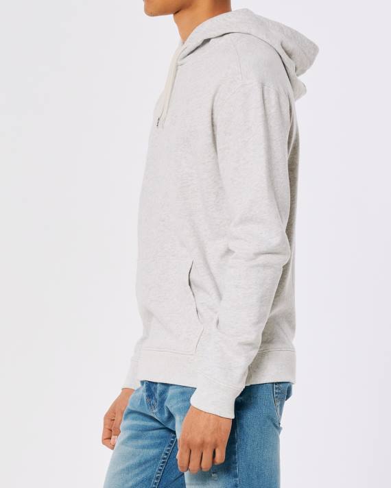 Hollister Mænd hættetrøje med signaturlogo 2H8Z839 toppe lys gråmeleret