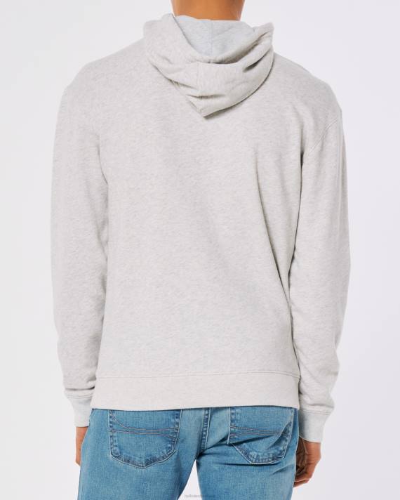 Hollister Mænd hættetrøje med signaturlogo 2H8Z839 toppe lys gråmeleret