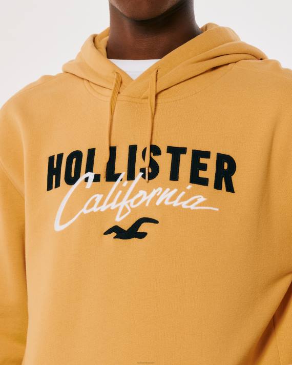 Hollister Mænd logo grafisk hættetrøje 2H8Z1017 toppe gul