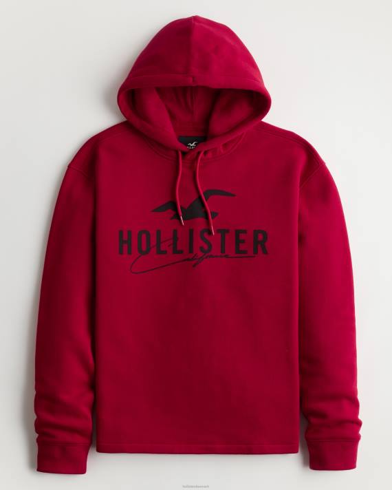 Hollister Mænd logo grafisk hættetrøje 2H8Z1034 toppe rød