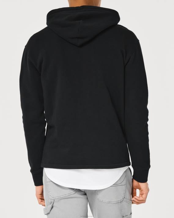 Hollister Mænd logo grafisk hættetrøje 2H8Z1064 toppe sort
