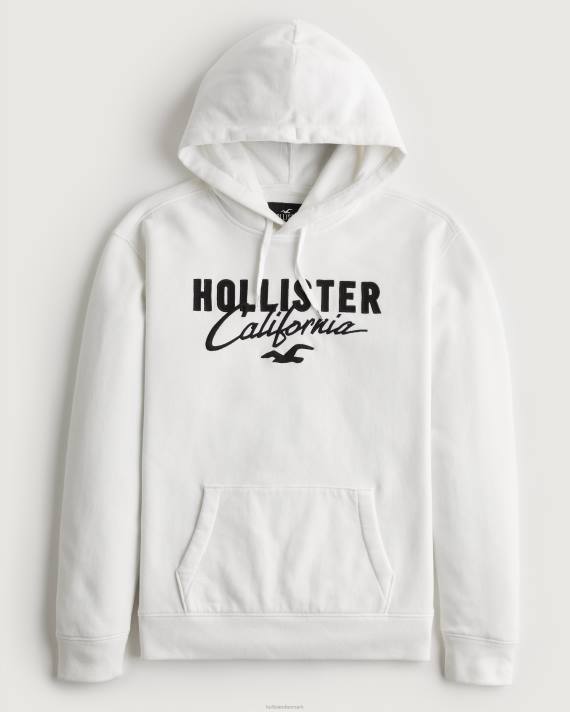 Hollister Mænd logo grafisk hættetrøje 2H8Z900 toppe hvid