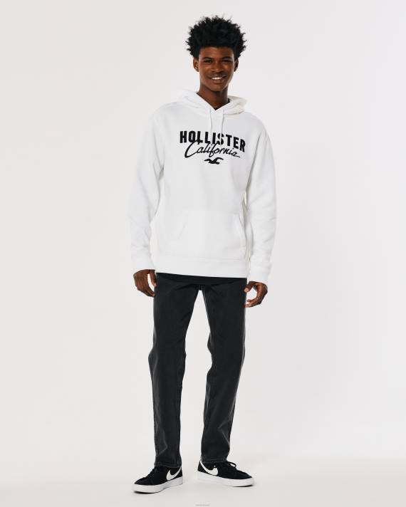 Hollister Mænd logo grafisk hættetrøje 2H8Z900 toppe hvid