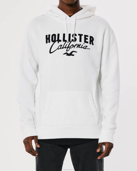 Hollister Mænd logo grafisk hættetrøje 2H8Z900 toppe hvid