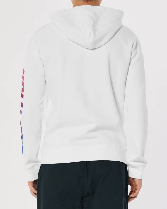Hollister Mænd logo grafisk hættetrøje 2H8Z935 toppe hvid
