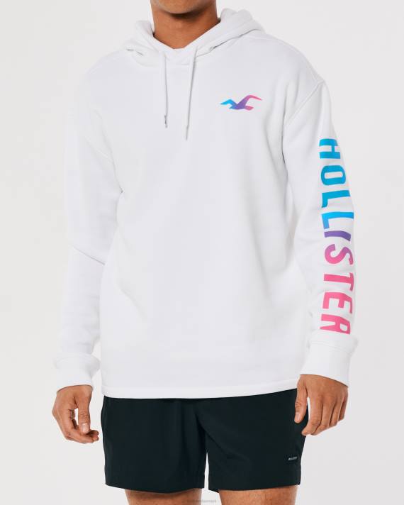 Hollister Mænd logo grafisk hættetrøje 2H8Z948 toppe hvid