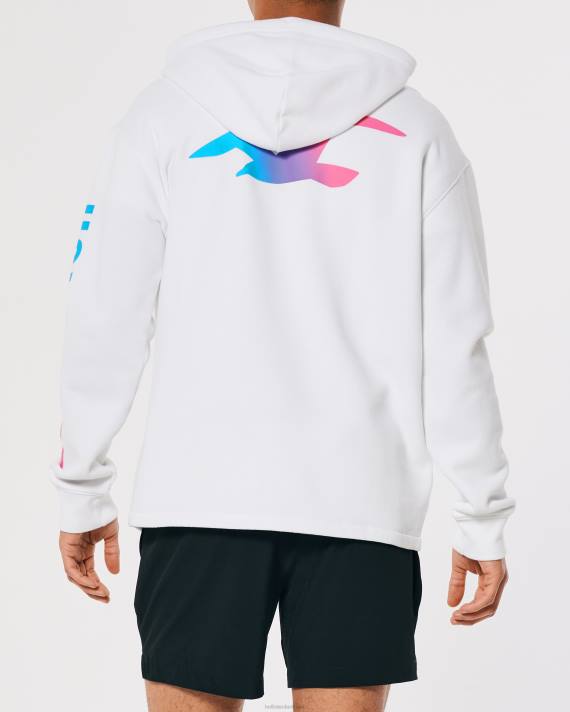 Hollister Mænd logo grafisk hættetrøje 2H8Z948 toppe hvid