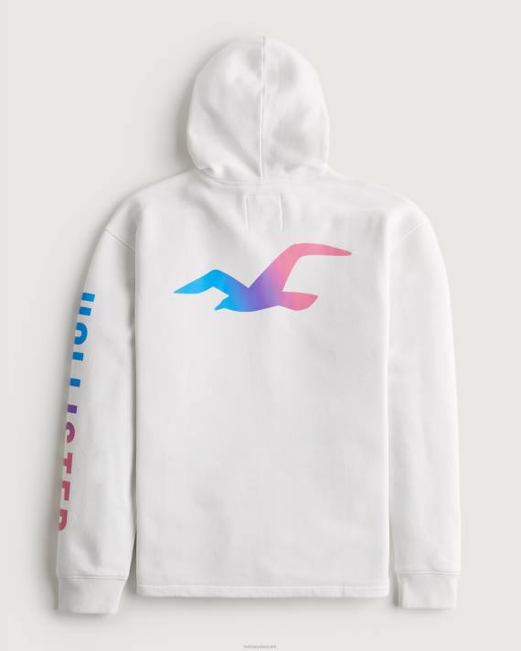 Hollister Mænd logo grafisk hættetrøje 2H8Z948 toppe hvid