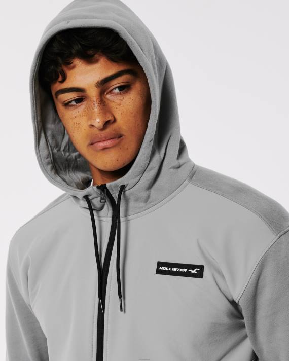 Hollister Mænd sport hættetrøje med fuld lynlås 2H8Z807 toppe grå