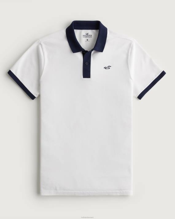 Hollister Mænd kontrastkrave polo 2H8Z992 toppe hvid