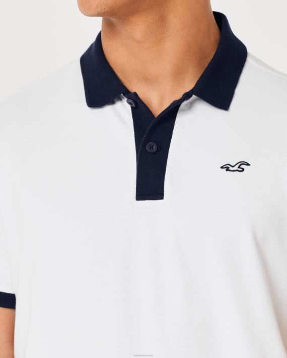 Hollister Mænd kontrastkrave polo 2H8Z992 toppe hvid