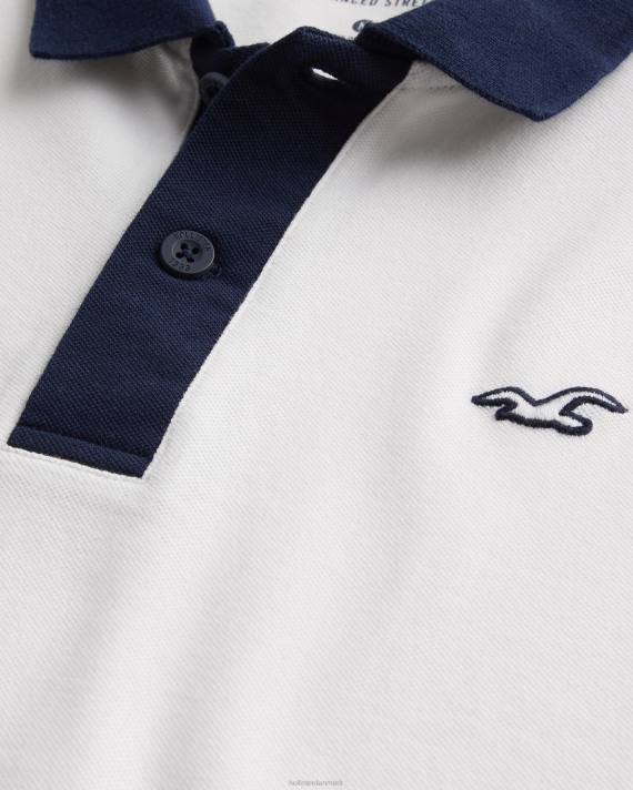 Hollister Mænd kontrastkrave polo 2H8Z992 toppe hvid