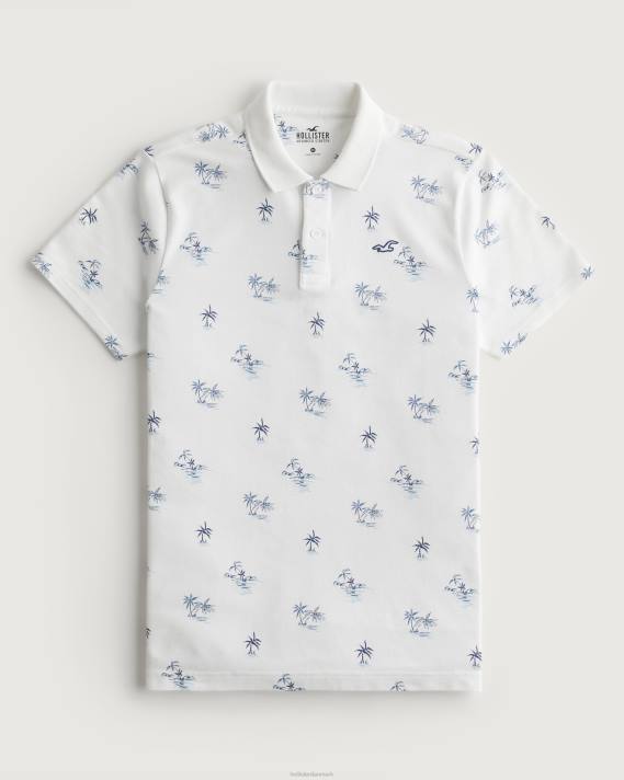 Hollister Mænd logo ikon mønster polo 2H8Z1003 toppe hvidt mønster