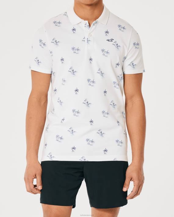 Hollister Mænd logo ikon mønster polo 2H8Z1003 toppe hvidt mønster