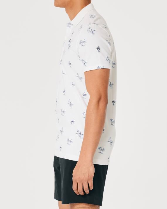 Hollister Mænd logo ikon mønster polo 2H8Z1003 toppe hvidt mønster