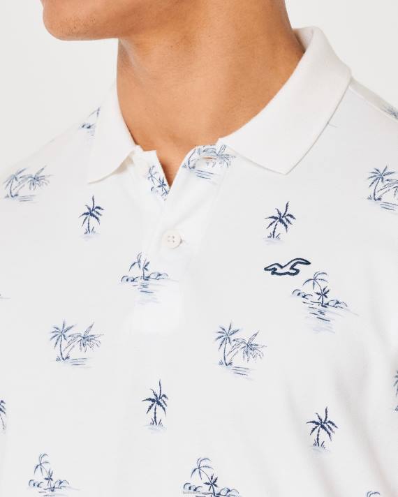 Hollister Mænd logo ikon mønster polo 2H8Z1003 toppe hvidt mønster