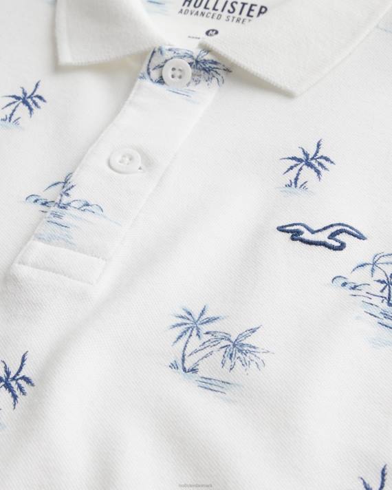 Hollister Mænd logo ikon mønster polo 2H8Z1003 toppe hvidt mønster