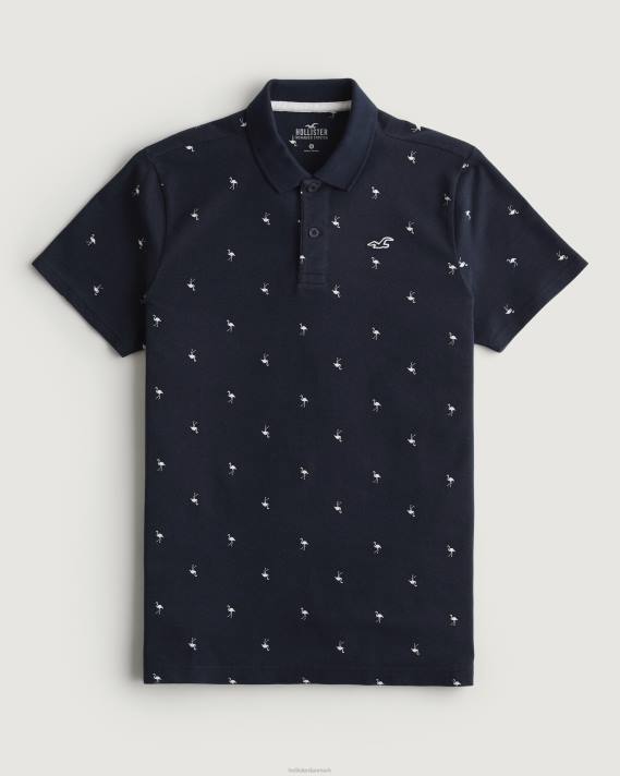 Hollister Mænd logo ikon mønster polo 2H8Z1013 toppe marine mønster