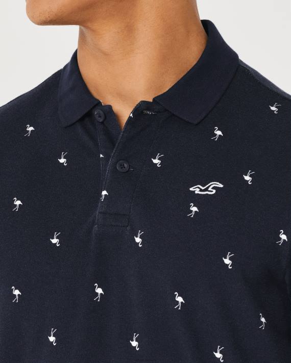 Hollister Mænd logo ikon mønster polo 2H8Z1013 toppe marine mønster