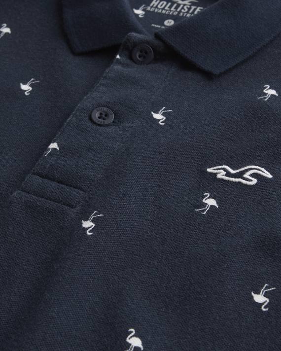 Hollister Mænd logo ikon mønster polo 2H8Z1013 toppe marine mønster