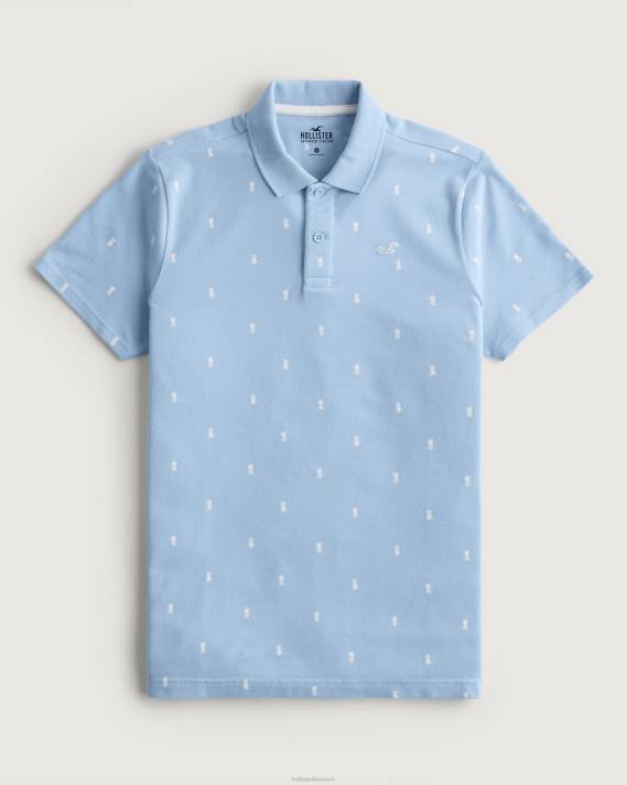 Hollister Mænd logo ikon mønster polo 2H8Z983 toppe lyseblåt mønster