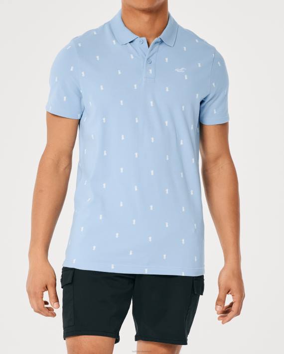 Hollister Mænd logo ikon mønster polo 2H8Z983 toppe lyseblåt mønster